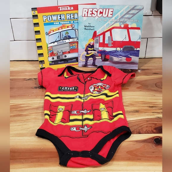 🎄Fire Captain Firetrucks Onesies with Pop-Up Books Bundle🎄 - Picture 3 of 9